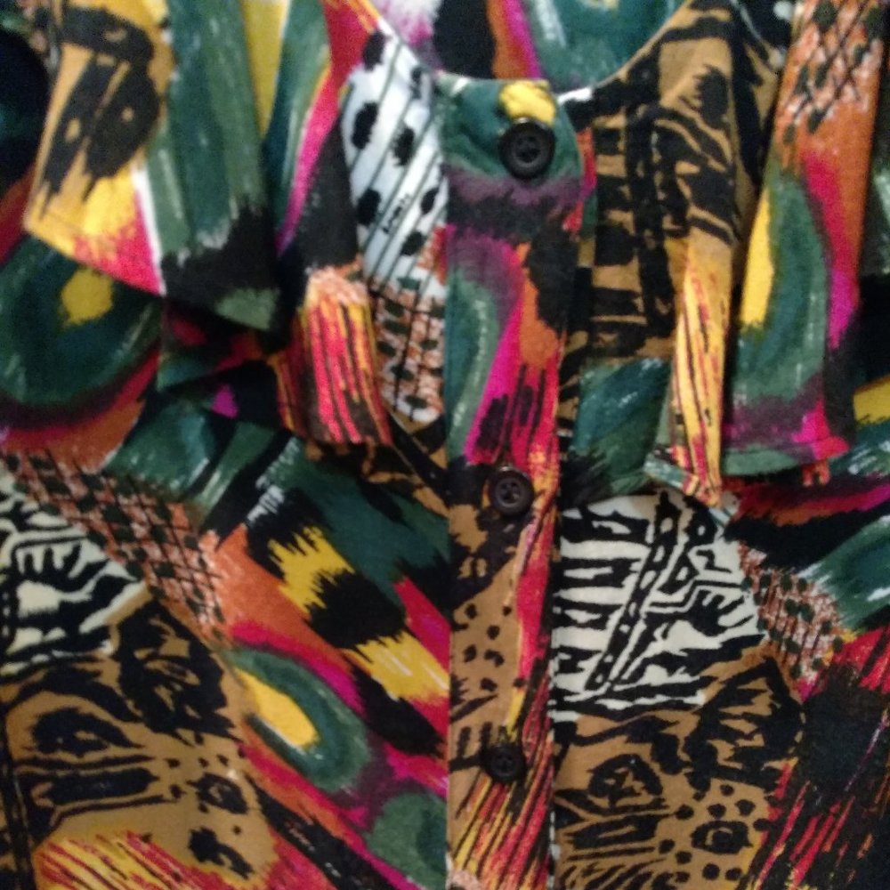 Multi Color Ruffle Collar Blouse Size 20W - Picture 3 of 10